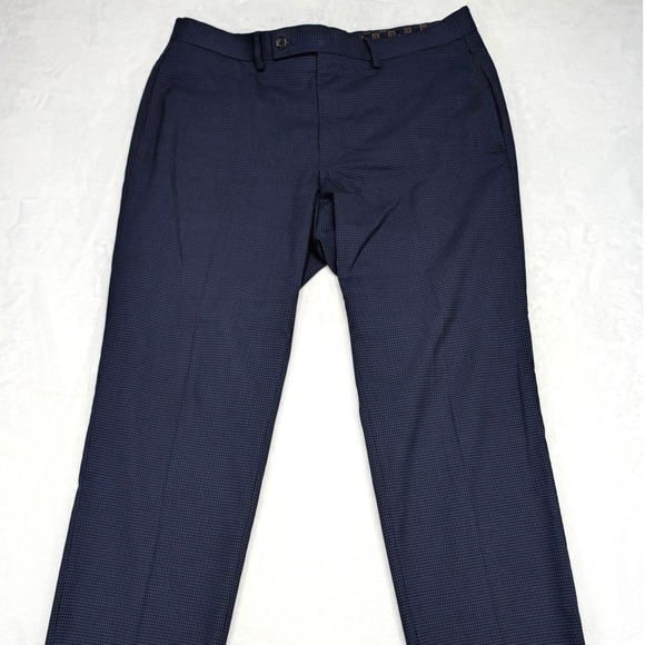 Lauren Ralph Lauren Mens Dress Pants Size 34W 30L Navy Micro Check - Picture 2 of 7